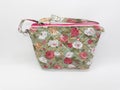 Artistic Elegant Modern Beautiful Cute Fabric Female Purse with Colorful Floral Retro Pattern Design in White Isolated 24