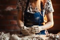 Artistic endeavor Unrecognizable woman crafts a ceramic bowl, turning passion into profit