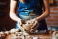 Artistic endeavor Unrecognizable woman crafts a ceramic bowl, turning passion into profit