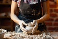 Artistic endeavor Unrecognizable woman crafts a ceramic bowl, turning passion into profit