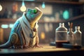 Scientist Chameleon Explores Laboratory in Cinematic Unreal Engine with Megapixel Clarity and 32k Image Resolutio