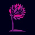 Artistic fantasy natural design symbol, purple tree illustration