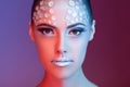 Artistic fashion rhinestone make up on beautiful woman