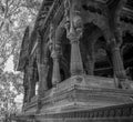 Artistic and  Fine Stone Carved Pillars and Arches of Holkar Cenotaphs at Indore Royalty Free Stock Photo