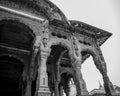Artistic and  Fine Stone Carved Pillars and Arches of Holkar Cenotaphs at Indore Royalty Free Stock Photo