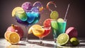 Artistic Flair Colorful Margarita Glass for National Tequila Day.AI Generated