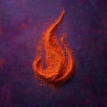 Artistic flame pattern with vibrant orange spice on purple background