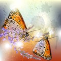 Artistic floral background with butterflies Royalty Free Stock Photo