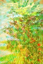 Artistic, floral background with colorful fern leaf