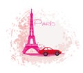 Artistic floral banner - car trip in Paris