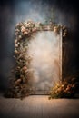 Artistic Floral Installation with Vintage Frame