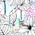 Artistic Floral Seamless Pattern. Vector print