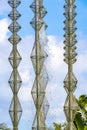 Artistic fountain well with metal figures in tropical setting Mexico Royalty Free Stock Photo