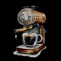 coffee machine watercolor illustration isolated no background