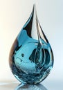 Artistic glass sculpture with flowing shapes and colors