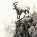 Artistic Goat On Majestic Rocky Mountain