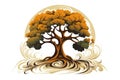 Artistic Golden tree logo. Generate Ai Royalty Free Stock Photo