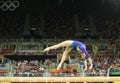 Artistic gymnast Aliya Mustafina of Russian Federation competes on the balance beam at women`s all-around gymnastics at Rio 2016 Royalty Free Stock Photo