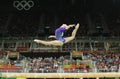 Artistic gymnast Aliya Mustafina of Russian Federation competes on the balance beam at women`s all-around gymnastics at Rio 2016 Royalty Free Stock Photo