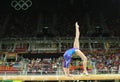 Artistic gymnast Aliya Mustafina of Russian Federation competes on the balance beam at women`s all-around gymnastics at Rio 2016 Royalty Free Stock Photo