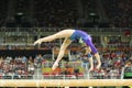 Artistic gymnast Aliya Mustafina of Russian Federation competes on the balance beam at women`s all-around gymnastics at Rio 2016 Royalty Free Stock Photo