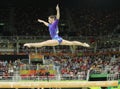 Artistic gymnast Aliya Mustafina of Russian Federation competes on the balance beam at women`s all-around gymnastics at Rio 2016 Royalty Free Stock Photo