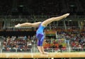 Artistic gymnast Aliya Mustafina of Russian Federation competes on the balance beam at women`s all-around gymnastics at Rio 2016 Royalty Free Stock Photo