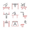 Artistic gymnastics line icon. Equipment. Vector sports signs.