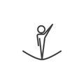 Artistic gymnastics trampoline athletes line icon