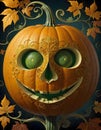 Artistic Halloween Pumpkin Design Reflecting the Festive Mood, Generative AI Royalty Free Stock Photo