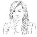 Artistic hand-drawn vector image, black and white portrait