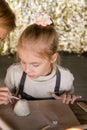 Artistic Handmade Ceramics: Blonde Girls\' Creative Process Royalty Free Stock Photo