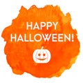 Artistic happy halloween vector banner in watercolor style with pumpkin Royalty Free Stock Photo