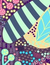 Artistic header with flowers and leaves. Graphic design. Hand drawn texture.