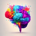 Artistic human brain in many different colours. Royalty Free Stock Photo