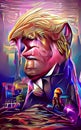 Artistic and humorous representation of Donald Trump