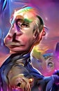 Artistic and humorous portrait of Vladimir Putin