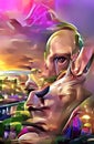 Artistic and humorous portrait of Vladimir Putin