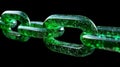 An artistic illustration of binary code forming a chain link against a dark background Royalty Free Stock Photo