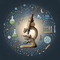 Elements of biology chemistry physics and astronomy creating a Royalty Free Stock Photo