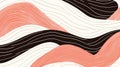 Artistic illustration featuring a seamless pattern of curvy lines in black and coral color creating a modern and elegant Royalty Free Stock Photo