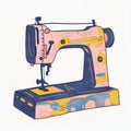 Artistic illustration of a sewing machine, capturing the timeless tool of creativity and precision in crafting