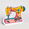 Artistic illustration of a sewing machine, capturing the timeless tool of creativity and precision in crafting