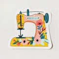 Artistic illustration of a sewing machine, capturing the timeless tool of creativity and precision in crafting