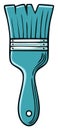Artistic Illustration of a Teal Bristled Paintbrush with a Smooth Rounded Handle and Silver Trim Royalty Free Stock Photo
