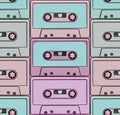 Artistic illustration of vintage pastel-colored audio cassettes against a neutral background Royalty Free Stock Photo