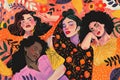 Artistic illustrations of women embracing their uniqueness and individuality