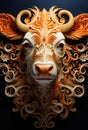 An artistic image of a cow with intricate designs, AI