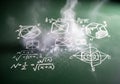 Abstract Chalkboard Background with Mathematical Formulas and Geometric Shapes Royalty Free Stock Photo