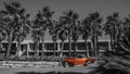 Artistic image of old red retro car, Black and white, vintage. Royalty Free Stock Photo